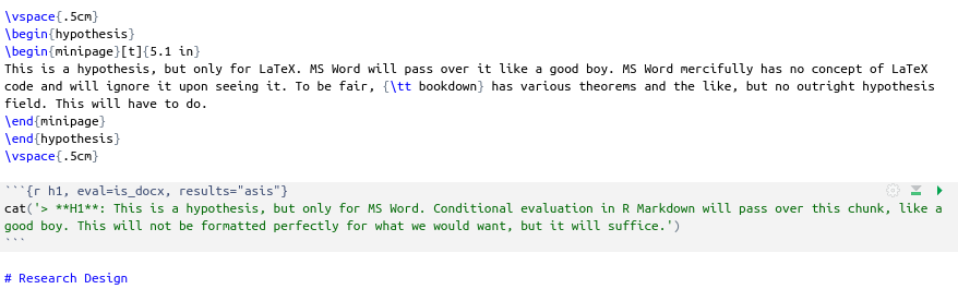 Conditionally Write Hypotheses in R Markdown